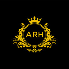 Initial ARH Letter Linked Logo for business and company identity. Modern ARH Letter Logo Vector Template with modern trendy golden logo.
