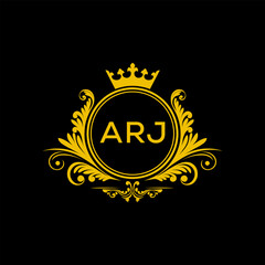 Initial ARJ Letter Linked Logo for business and company identity. Modern ARJ Letter Logo Vector Template with modern trendy golden logo.

