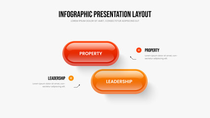 Product Analysis Two Step Infographic Frame Design. Modern Strategy Slide Template Vector Illustration. Advertising Showcase 2 Element Diagram Presentation Layout.