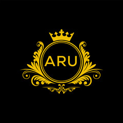 Initial ARU Letter Linked Logo for business and company identity. Modern ARU Letter Logo Vector Template with modern trendy golden logo.
