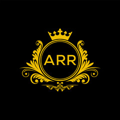 Initial ARR Letter Linked Logo for business and company identity. Modern ARR Letter Logo Vector Template with modern trendy golden logo.
