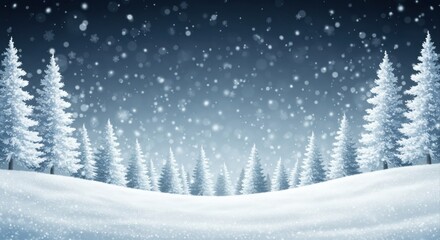 Winter wonderland scene with snow-covered trees.