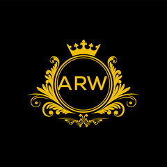 Initial ARW Letter Linked Logo for business and company identity. Modern ARW Letter Logo Vector Template with modern trendy golden logo.
