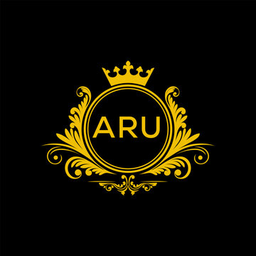 Initial ARU Letter Linked Logo for business and company identity. Modern ARU Letter Logo Vector Template with modern trendy golden logo.
