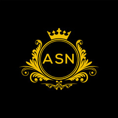 Initial ASN Letter Linked Logo for business and company identity. Modern ASN Letter Logo Vector Template with modern trendy golden logo.
