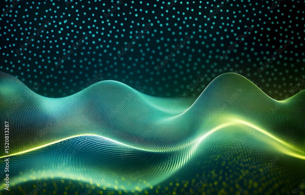 Poster abstract blue wave background with dots and lines, a digital technology concept design for a web ban