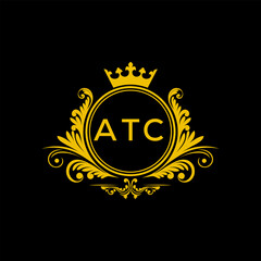 Initial ATC Letter Linked Logo for business and company identity. Modern ATC Letter Logo Vector Template with modern trendy golden logo.
