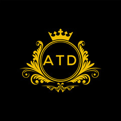 Initial ATD Letter Linked Logo for business and company identity. Modern ATD Letter Logo Vector Template with modern trendy golden logo.
