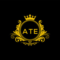 Initial ATE Letter Linked Logo for business and company identity. Modern ATE Letter Logo Vector Template with modern trendy golden logo.
