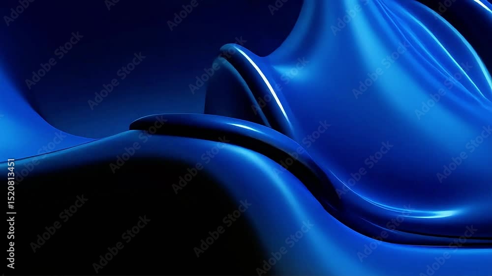Poster Abstract Blue Liquid Forms: Dynamic 3D Animation