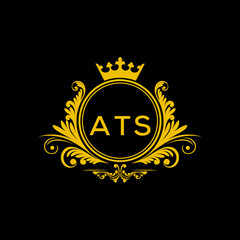 Initial ATS Letter Linked Logo for business and company identity. Modern ATS Letter Logo Vector Template with modern trendy golden logo.
