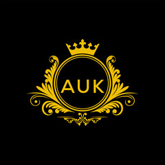 Initial AUK Letter Linked Logo for business and company identity. Modern AUK Letter Logo Vector Template with modern trendy golden logo.
