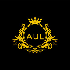 Initial AUL Letter Linked Logo for business and company identity. Modern AUL Letter Logo Vector Template with modern trendy golden logo.
