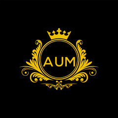 Initial AUM Letter Linked Logo for business and company identity. Modern AUM Letter Logo Vector Template with modern trendy golden logo.
