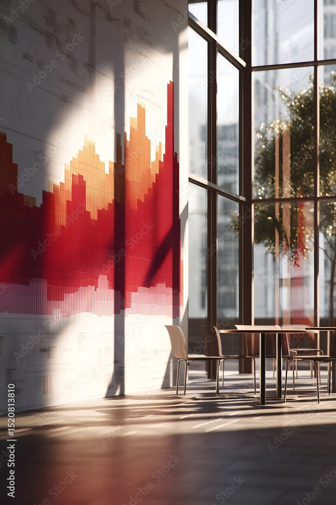 Poster visualization of data trends in a modern office setting