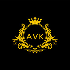 Initial AVK Letter Linked Logo for business and company identity. Modern AVK Letter Logo Vector Template with modern trendy golden logo.
