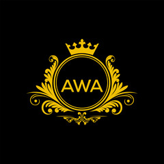 Initial AWA Letter Linked Logo for business and company identity. Modern AWA Letter Logo Vector Template with modern trendy golden logo.
