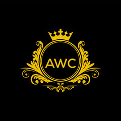 Initial AWC Letter Linked Logo for business and company identity. Modern AWC Letter Logo Vector Template with modern trendy golden logo.

