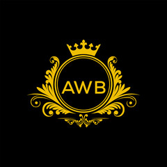 Initial AWB Letter Linked Logo for business and company identity. Modern AWB Letter Logo Vector Template with modern trendy golden logo.
