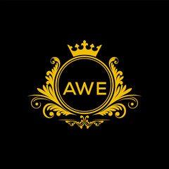 Initial AWE Letter Linked Logo for business and company identity. Modern AWE Letter Logo Vector Template with modern trendy golden logo.
