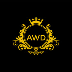Initial AWD Letter Linked Logo for business and company identity. Modern AWD Letter Logo Vector Template with modern trendy golden logo.
