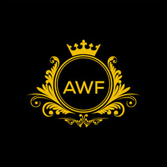 Initial AWF Letter Linked Logo for business and company identity. Modern AWF Letter Logo Vector Template with modern trendy golden logo.
