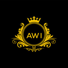 Initial AWI Letter Linked Logo for business and company identity. Modern AWI Letter Logo Vector Template with modern trendy golden logo.
