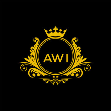 Initial AWI Letter Linked Logo for business and company identity. Modern AWI Letter Logo Vector Template with modern trendy golden logo.
