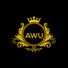 Initial AWU Letter Linked Logo for business and company identity. Modern AWU Letter Logo Vector Template with modern trendy golden logo.
