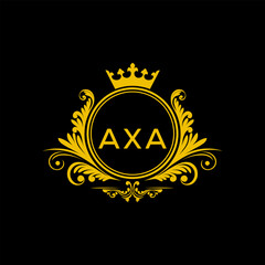 Initial AXA Letter Linked Logo for business and company identity. Modern AXA Letter Logo Vector Template with modern trendy golden logo.
