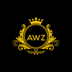 Initial AWZ Letter Linked Logo for business and company identity. Modern AWZ Letter Logo Vector Template with modern trendy golden logo.
