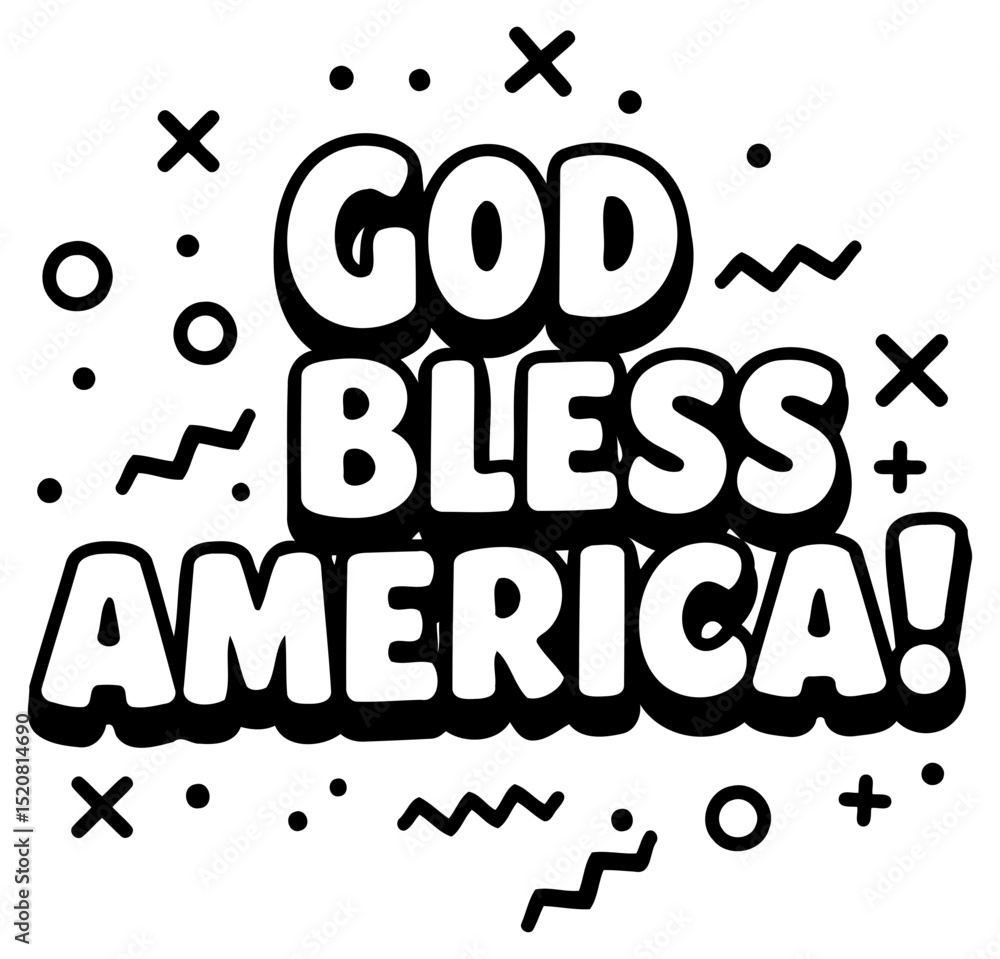 Poster god bless america graphic design with no demographic details in a minimalist style. bold text with s