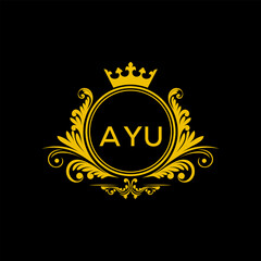 Initial AYU Letter Linked Logo for business and company identity. Modern AYU Letter Logo Vector Template with modern trendy golden logo.

