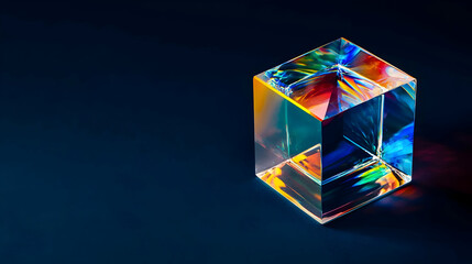 Colorful Prism Cube On Dark Background