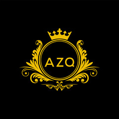 Initial AZQ Letter Linked Logo for business and company identity. Modern AZQ Letter Logo Vector Template with modern trendy golden logo.
