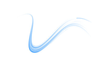 Curved laser motion with blur effect and blue line speed streak PNG.