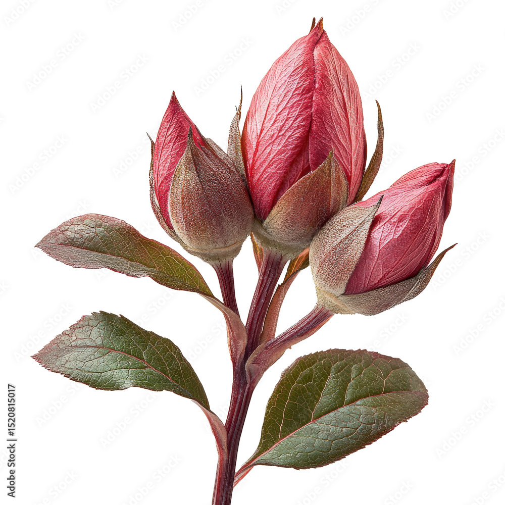 Aufkleber red roselle calyx with detailed structure isolated on transparency background, showcasing vibrant co