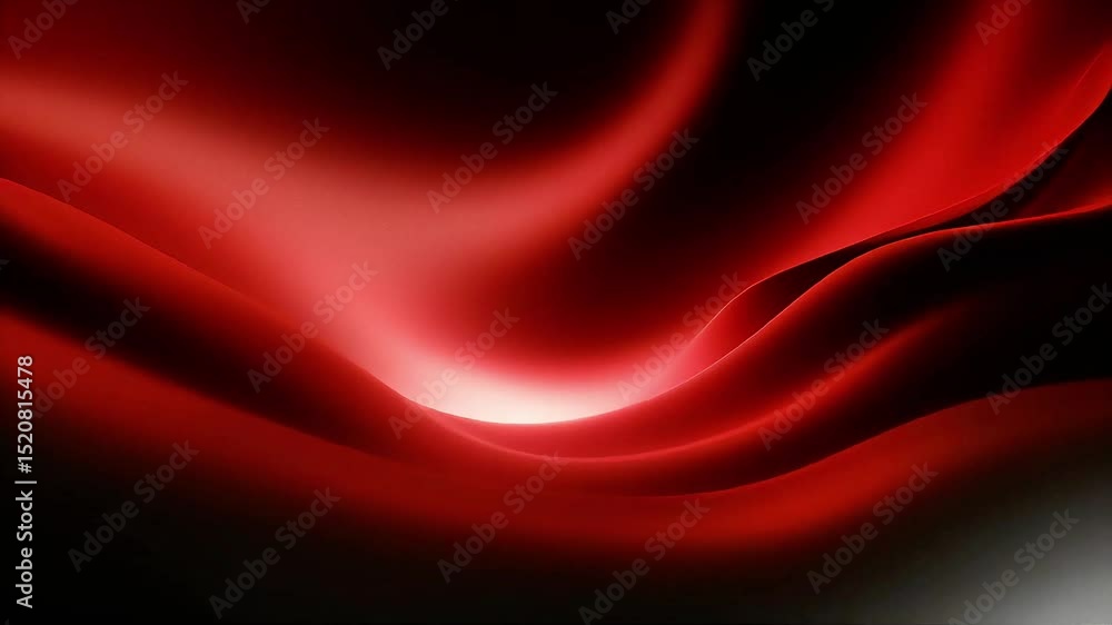 Poster Crimson Waves: Abstract Red Fabric Flowing Dynamically