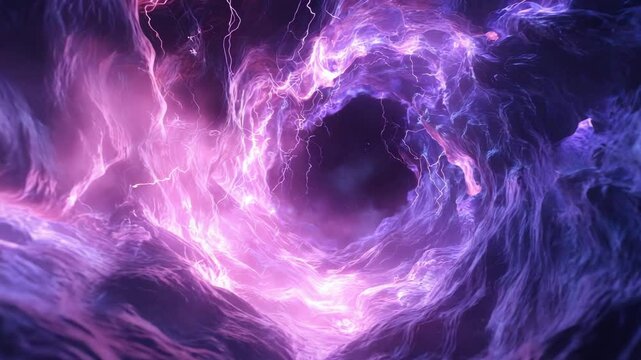 Purple Energy Core Implosion With Swirling Lights