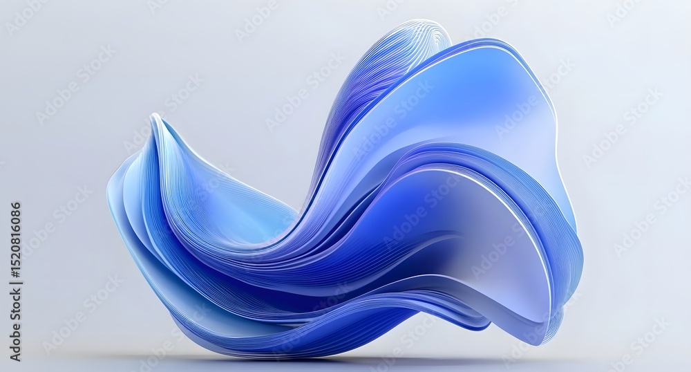 Poster 3d abstract blue wave-shaped background, an elegant design with soft curves and flowing lines,