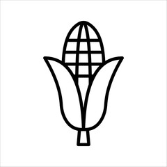 Corn Icon Symbol isolated white background. vector illustration. color editable.