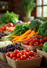 vibrant colorful vegetables fresh organic produce eco friendly biodegradable packaging healthy nutrition, microgreens, potato, tomato, cucumber, lettuce