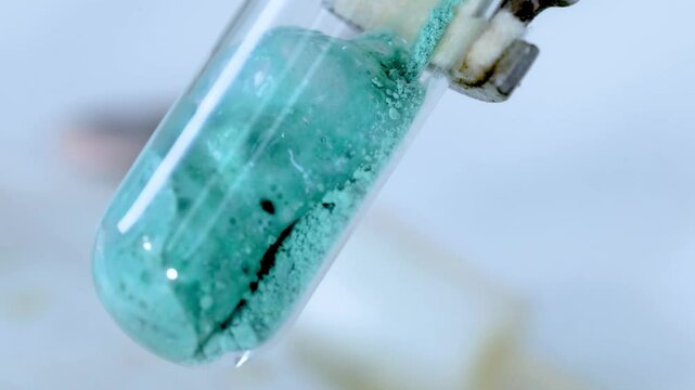 Green Substance Reaction in Test Tube Sequence