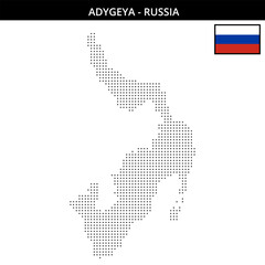 Obraz premium Small dots map of Adygeya in Russia