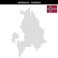 Obraz premium Small dots map of akershus in Norway