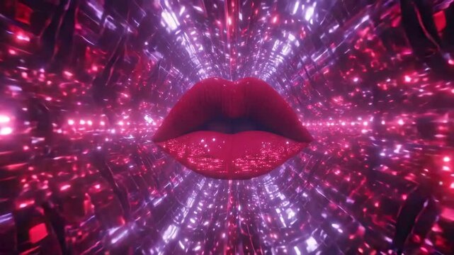 Sparkling Pink Lips Tunnel With Party Light Burst