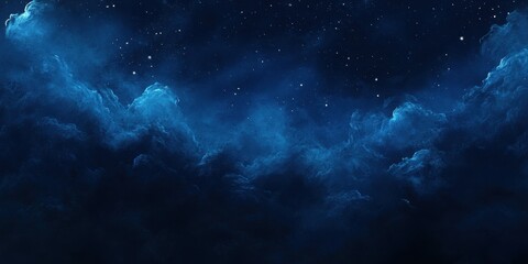 Fototapeta premium Serene blue night sky with dynamic clouds and twinkling stars