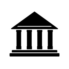 Simple Black Vector Icon Representing a Bank