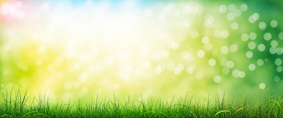 Obraz premium vibrant green grass with blurred bokeh background illustration