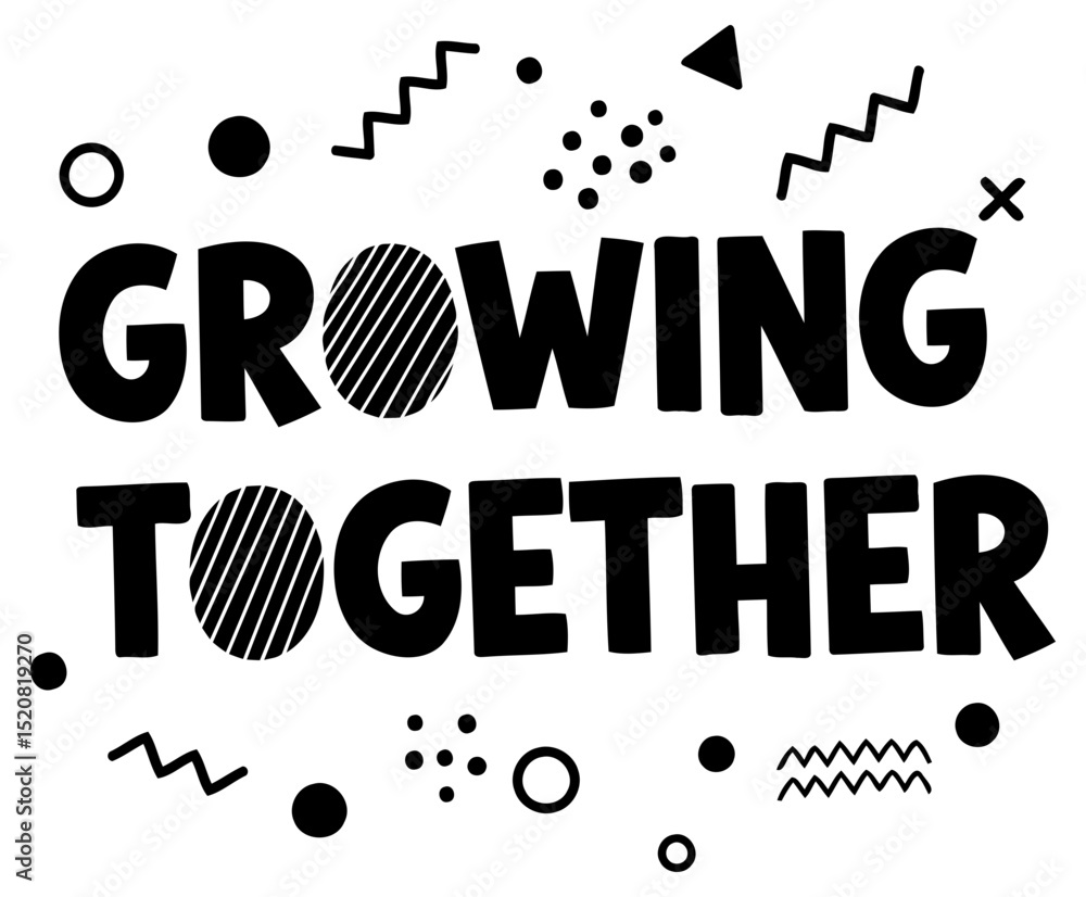 Poster growing together inspirational graphic design with diverse demographics in a motivational setting. p